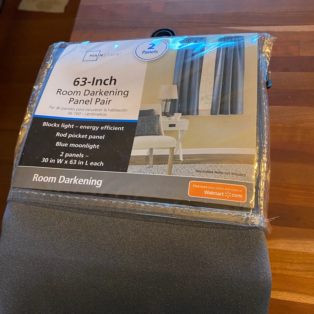 Mainstays 63” Blackout Curtains, 4 panels total